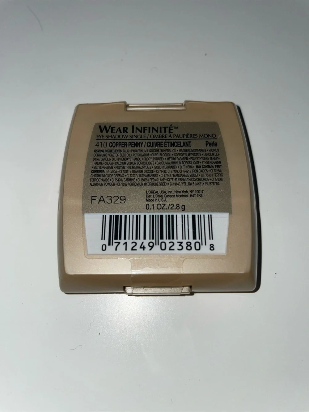 Loreal Wear Infinite Eye Shadow Single Gold Case #410 Copper Penny Dam Box